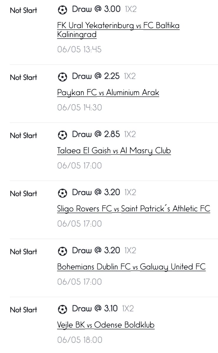 Sportybet Code: | ACE1F6D  💷 Priced @ 610.68 Events: | FT X | WP: 30%