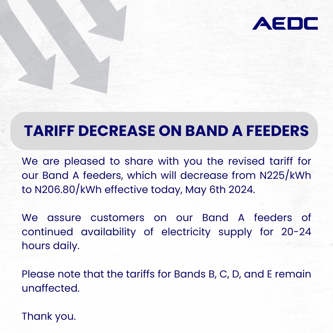 Dear Customers, This is for your information.  
#AEDC #Abujadisco 
#PowerofCommitment