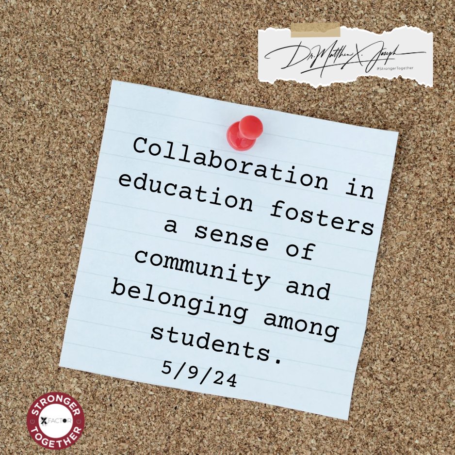 Collaboration in education fosters a sense of community and belonging among students. Building a #StrongerTogether Mindset We over ME Learn more: strongertogetherbook.com #XFactorEDU @XFactorEdu #collaboration