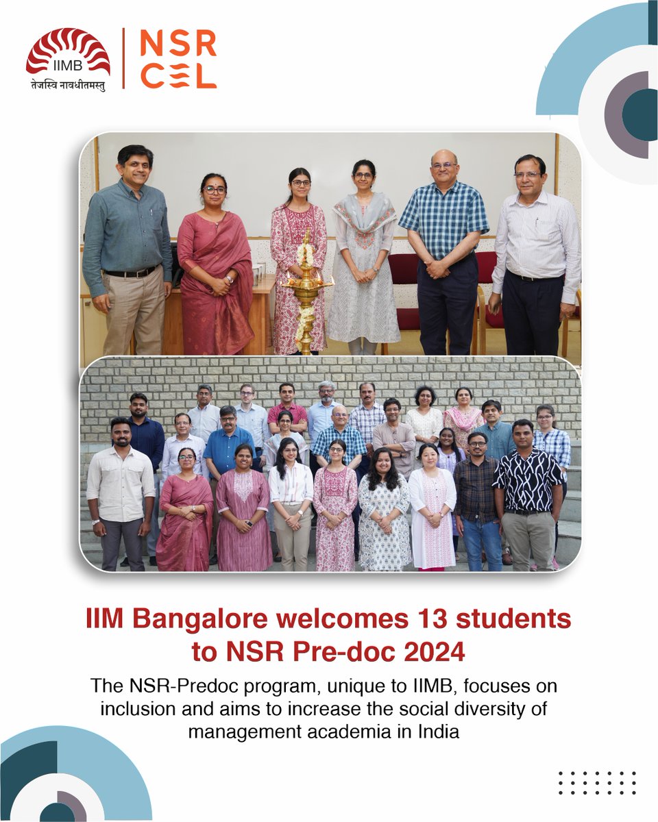 Excited to welcome 13 exceptional #Scholars to the NS Ramaswamy Pre-doctoral #Fellowship program at #IIMBangalore! Under faculty mentorship, they'll explore disciplines like #Entrepreneurship, Public Policy, and more. #NSRPreDoc Read more: iimb.ac.in/welcome-nsr-pr…
