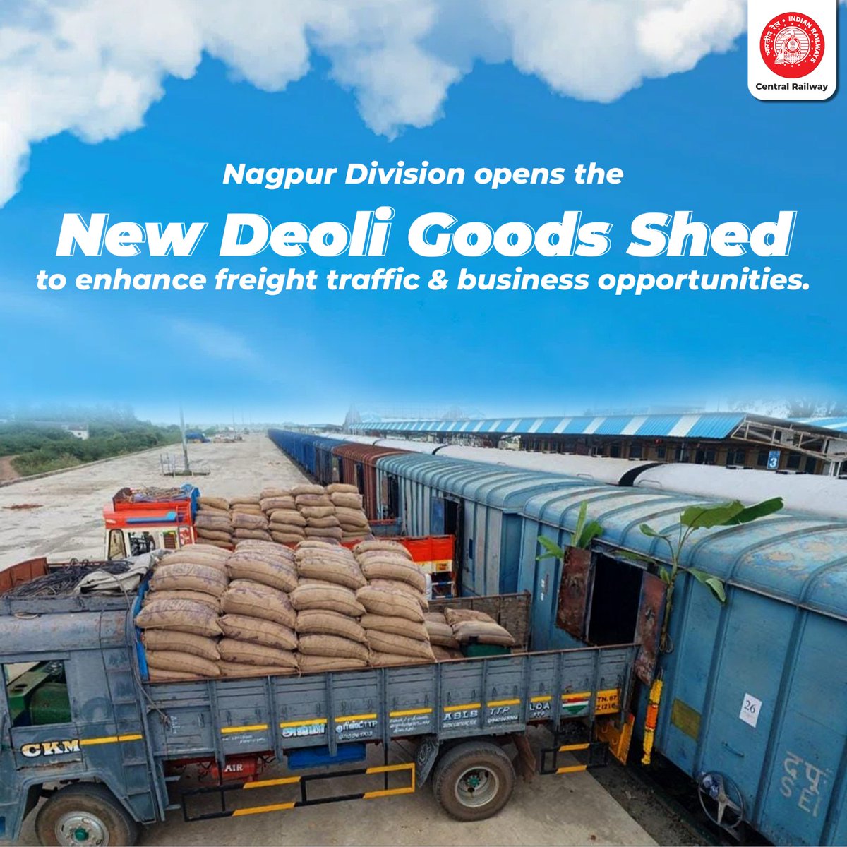 🚂📦Central Railway, Nagpur Division expands freight capabilities with the new Deoli Goods Shed. With developments like the Wardha-Nanded line and the upcoming Gati Shakti Cargo Terminal, connectivity and trade prospects soar in the region. 🚂✨ #RailwayDevelopment 
#TradeGrowth
