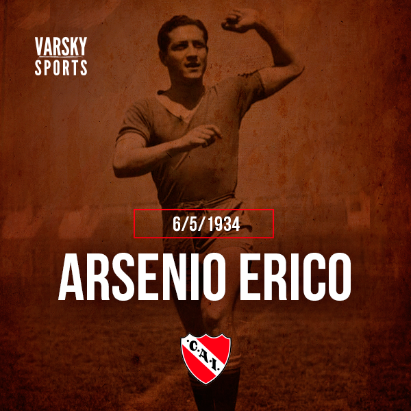 VSportsTM's tweet photo. Un 6 de mayo, pero de 1934, se produjo un antes y un después en la historia del fútbol argentino ⚽️🇦🇷. Ese día debutó en nuestra Primera División el irrepetible Arsenio Erico 🇵🇾, máximo goleador del profesionalismo y símbolo de Independiente 🟥. LEYENDA. https://t.co/Fr8WE3infj