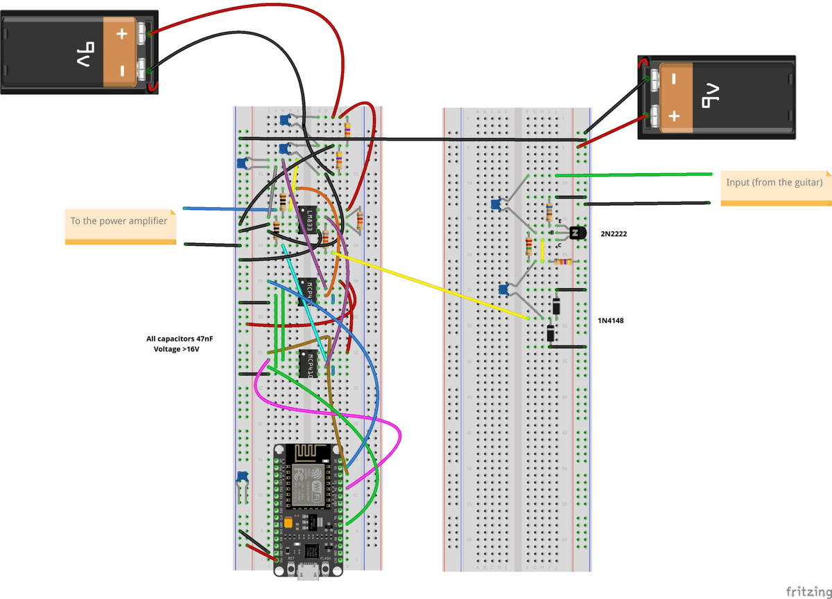 DIY guitar distortion effect pedal with ESP8266: construction, use and adjustment by @techrmcom: techrm.com/diy-guitar-dis…