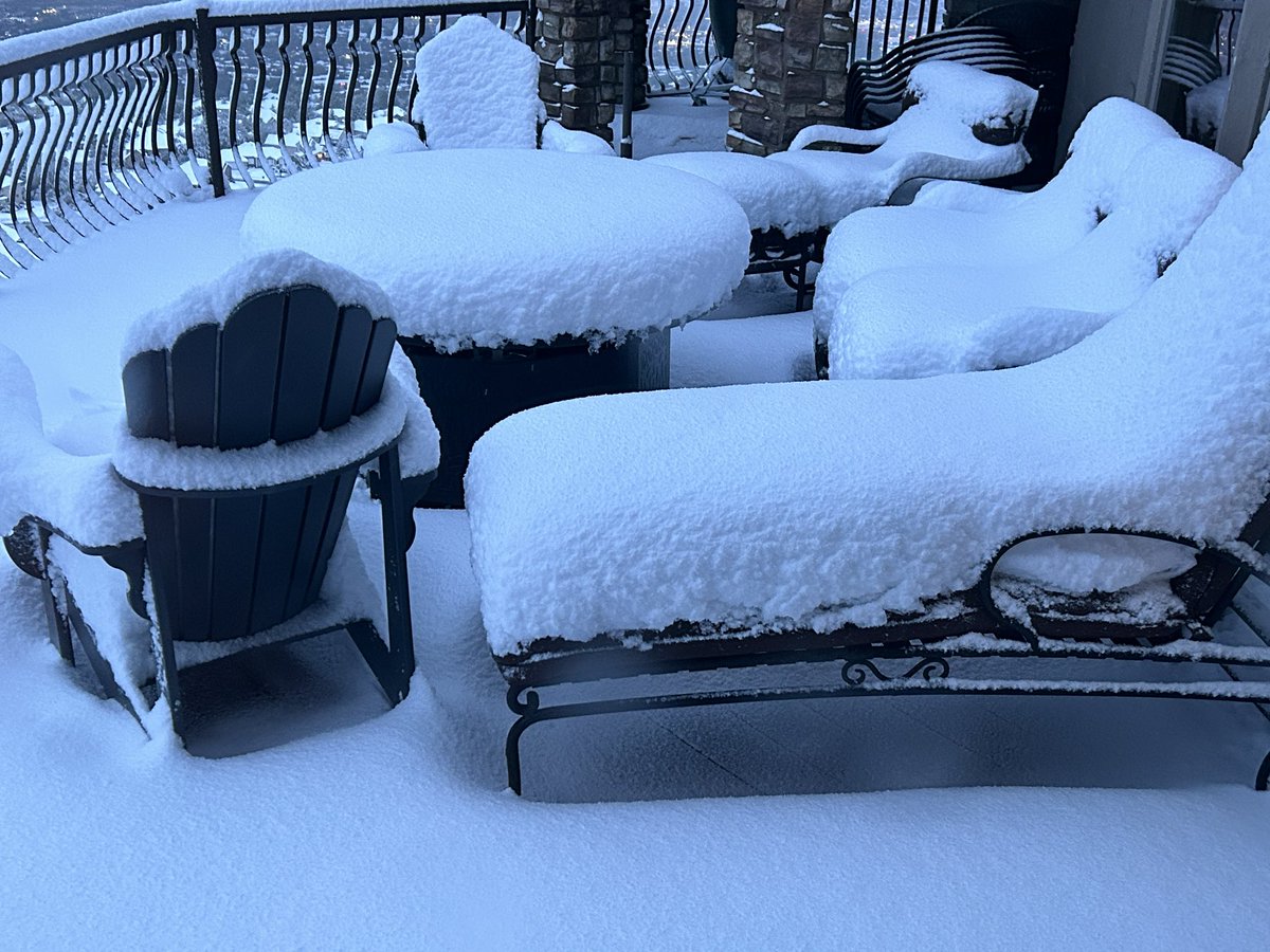 8.7 inches on the ground this morning. Has to be the biggest snow depth I’ve ever seen here in May. South Bountiful bench 5400 ft. #utwx @NWSSaltLakeCity @ChaseThomason