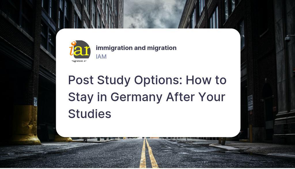 Marrying a German citizen or a person who has a permanent residence permit in Germany allows you to stay in the country, but you will still need a residence permit.

Read more 👉 iam.re/3fs0vhP

#VisaOptions #FindWork #StartPlanning #VisaRoute #PostStudyWorkVisaGermany