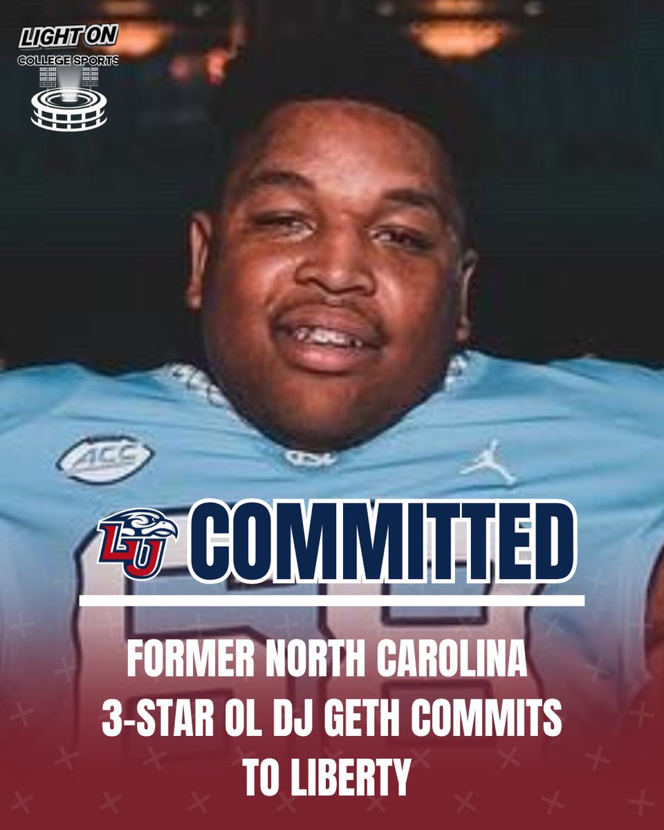 Former North Carolina 3-Star OL DJ Geth has committed to Liberty, per his social media. 🔥

#GoFlames @dj_geth