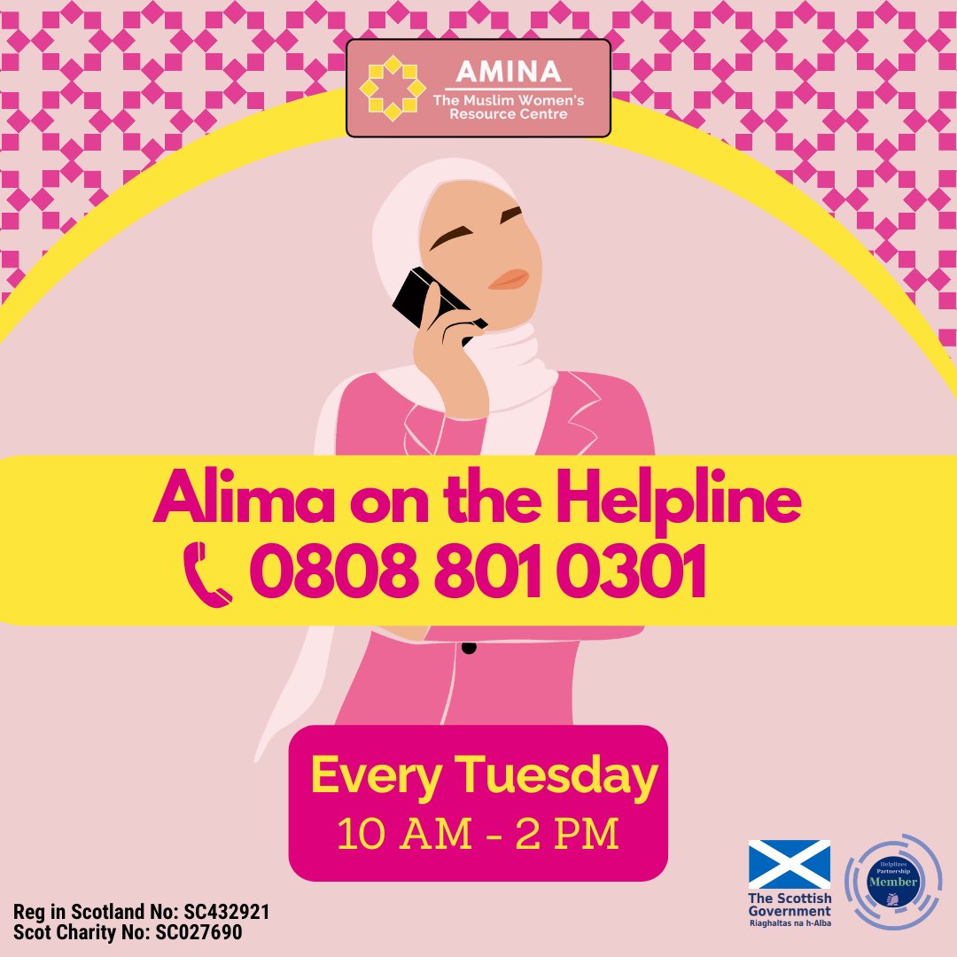 📞 Today: Our #Alima will be on the #FreeHelpline from 10 am – 2 pm. If you're looking for Islamic advice from a free and confidential source, call in to speak to our female Islamic scholar. Call the #AlimaAtAmina at 0808 801 0301. #AminaMWRC #MuslimCharity #FreeSupport