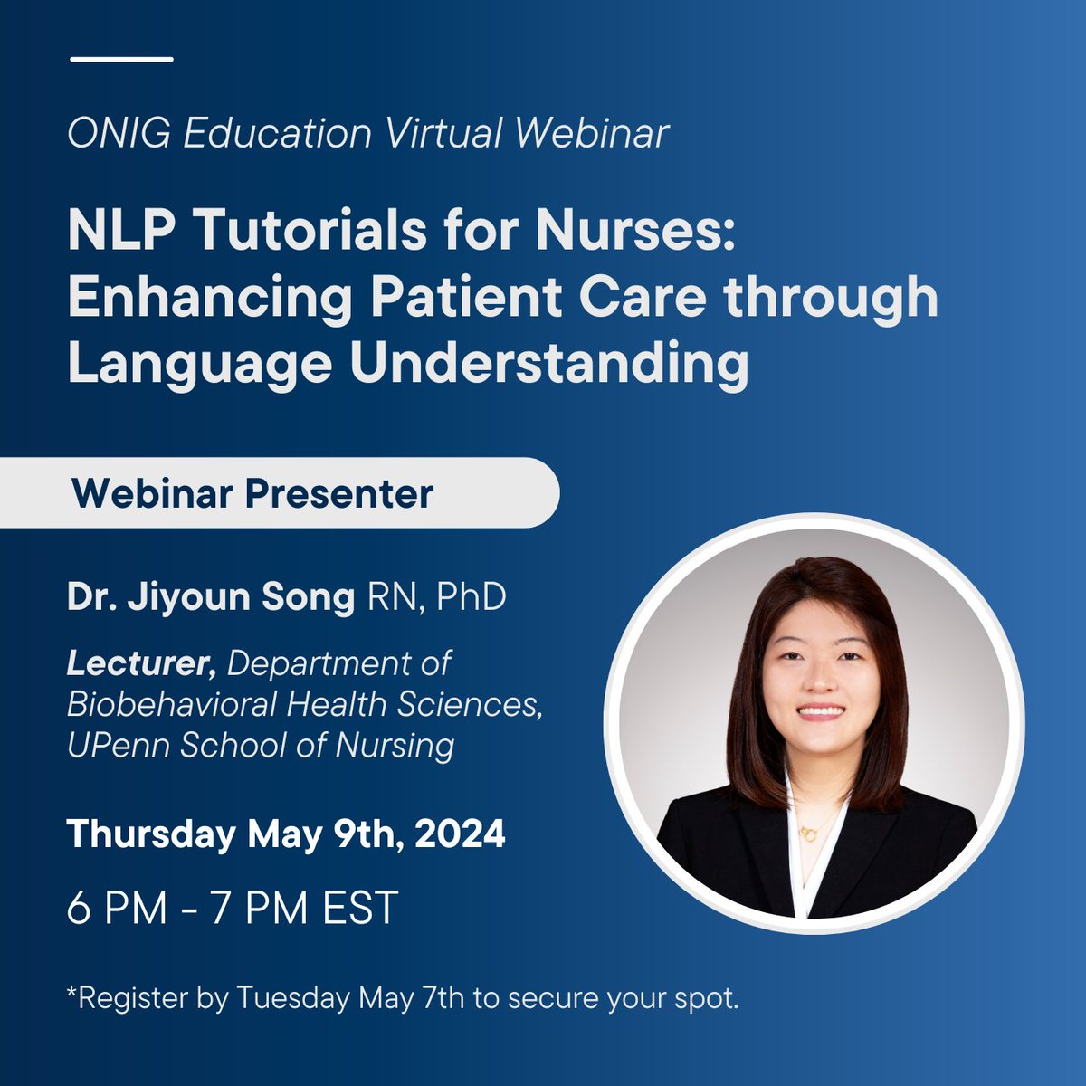 Happening this Thursday!

Register for this upcoming (& free) virtual event! We will be welcoming Dr. Jiyoun Song, who will be speaking about novel ways to use health data to enhance patient care!

forms.gle/gNz5y6rQASxpG6…

#NursingInformatics #MachineLearning #NLP #DigitalHealth