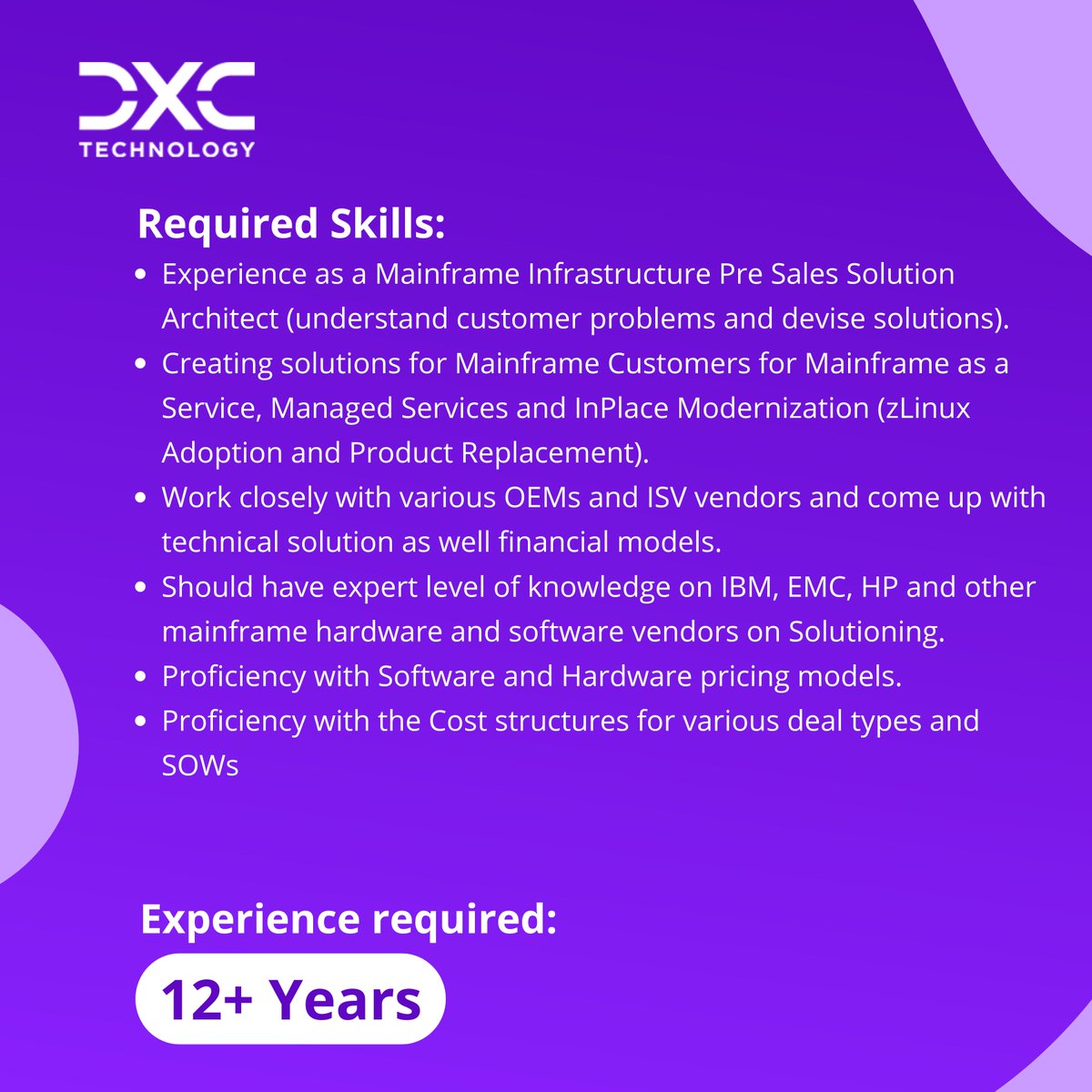 DXC Technology India is looking to hire for the Mainframe Transformation team. If you are interested in being a part of our team, please send your resume at alok.kumar3@dxc.com & himanshu.soni@dxc.com and we'll get in touch with you.