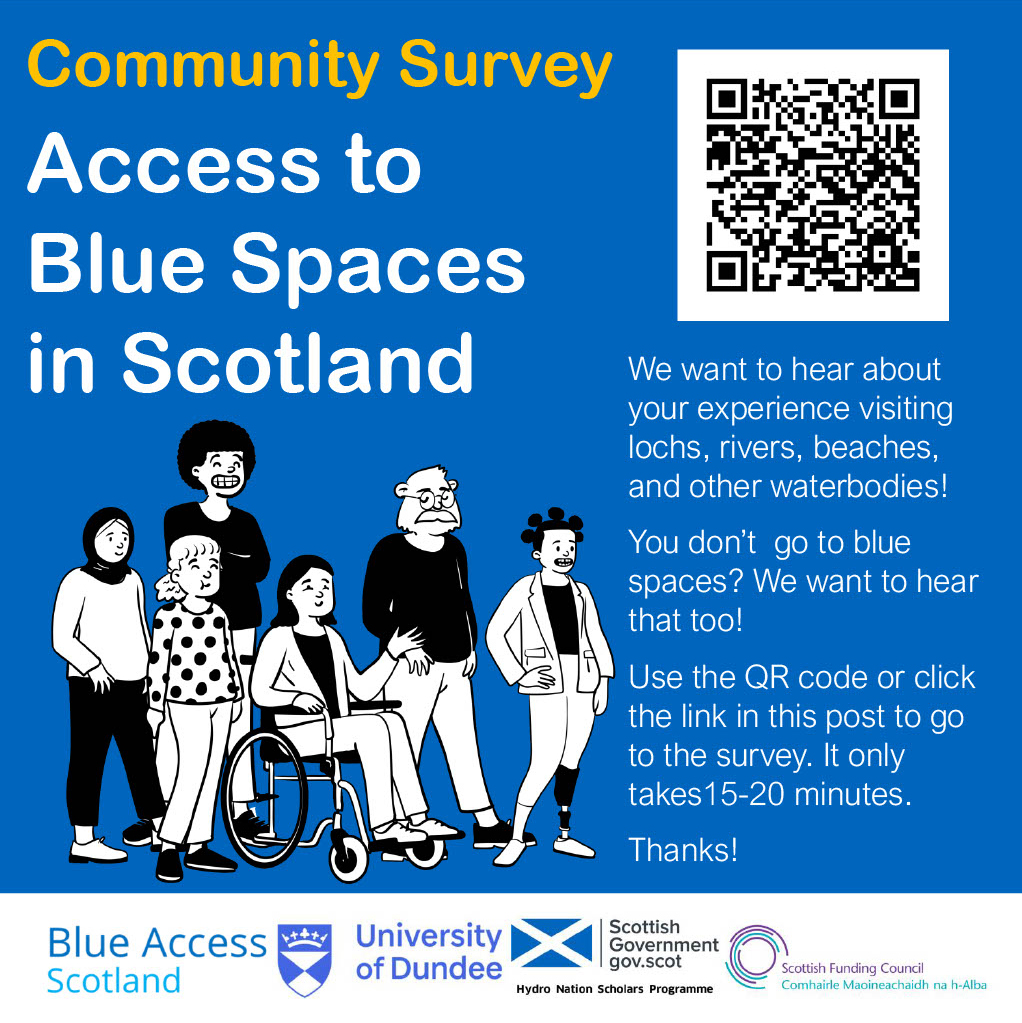 🌊💧Calling all Scottish residents (18+) to help us understand access to blue spaces (beaches, lochs, rivers, ponds, and other water bodies).

We want to hear about a diverse range of people and communities! 

app.onlinesurveys.jisc.ac.uk/s/dundee/blue-…