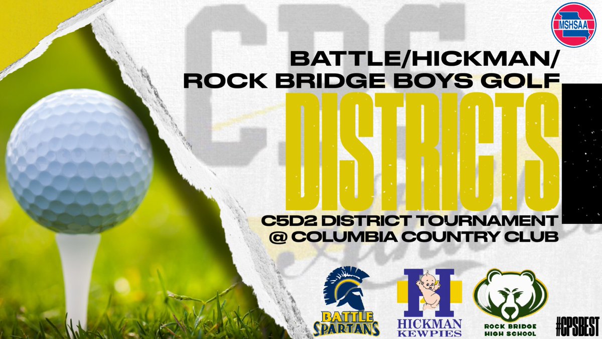 The MSHSAA Class 5 District 2 Boys Golf Tournament is today at Columbia Country Club! Good luck to the Spartans, Kewpies, and Bruins competing in the tournament!