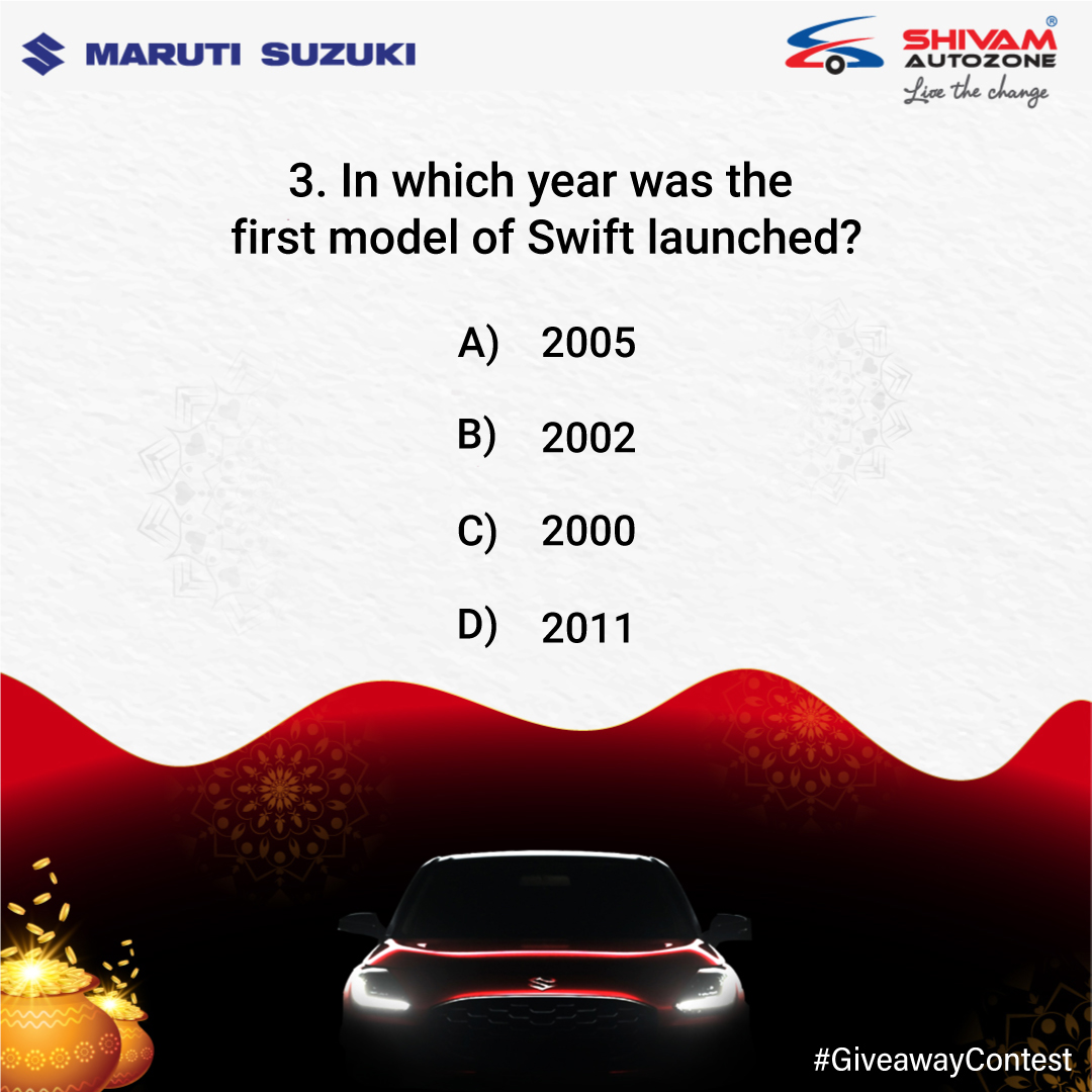 Celebrate #AkshayaTritiya & Get a chance to win an Amazon Voucher worth Rs. 1000/-*! It' Simple, Just Answer these Questions on The All New Epic Swift 2024 and ta-da You Win!🤩👏 To Participate, Click on the link: instagram.com/p/C6oIGpeuC7W/…