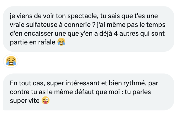 Je vous partage les meilleurs commentaires que je reçois en off 'Sulfateuse à connerie' Pouahhh j'adore ! 😂😂😂😂😂