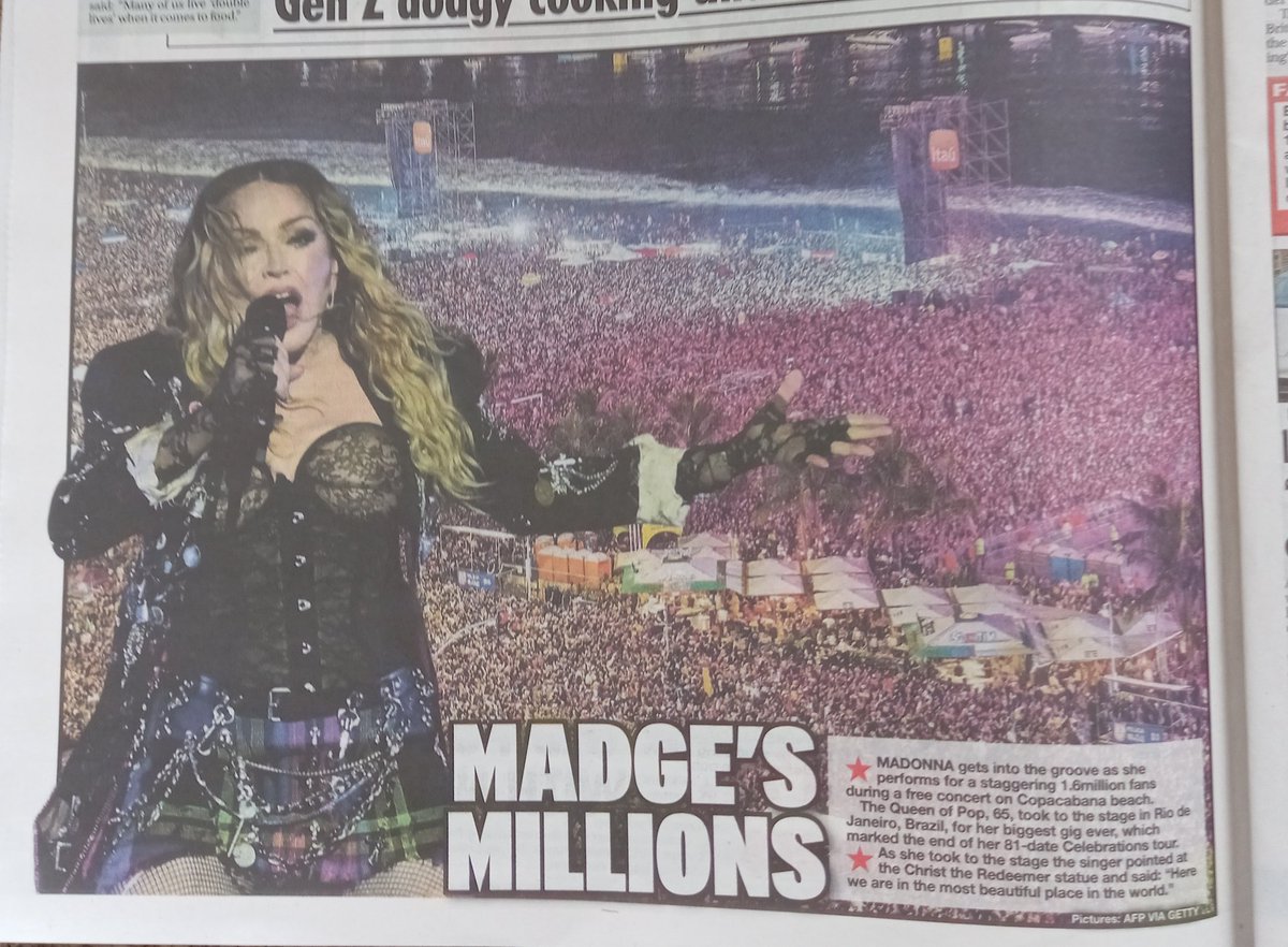 @Madonna #CelebrationTourInRio UK press coverage in the Daily Star.