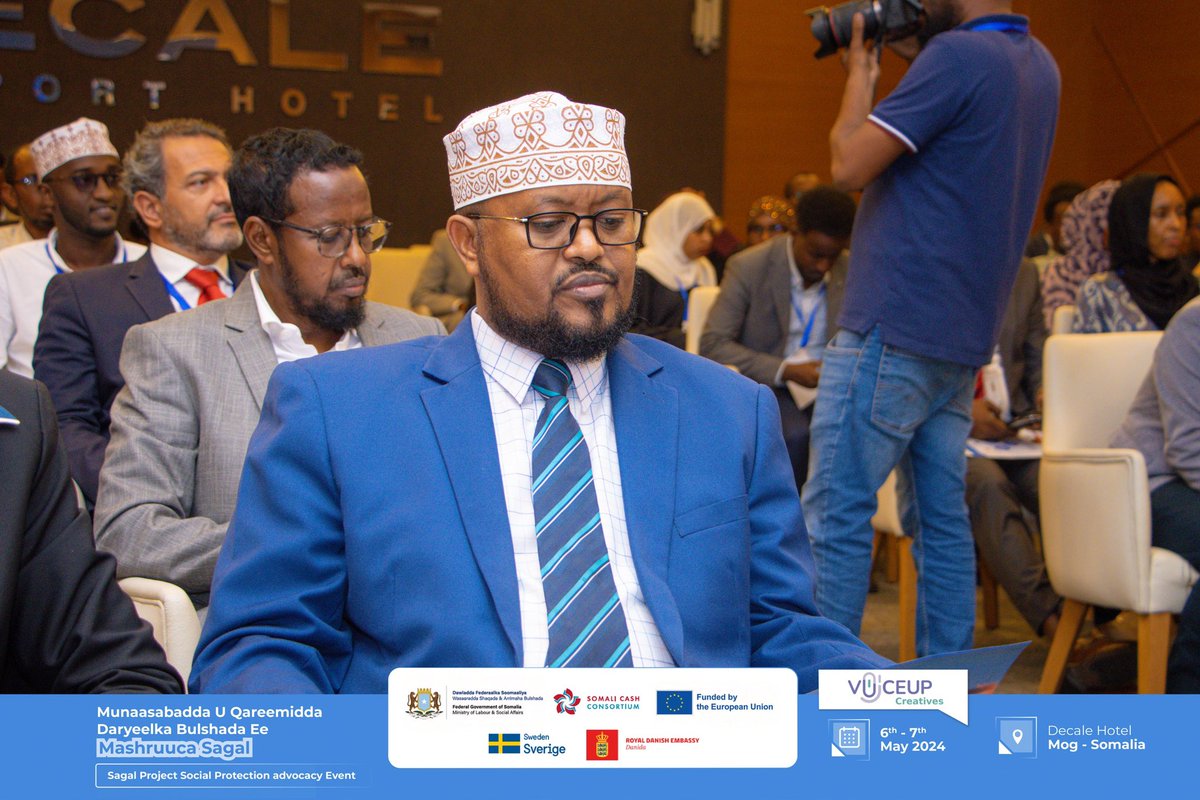 H.E. @HassansheikhAli, the Minister of @MojSomalia, delivered a speech on the #SAGAL Project, underscoring its significance as a critical initiative aimed at providing a vital safety net for vulnerable individuals in our society. #SocialProtection #SagalProject