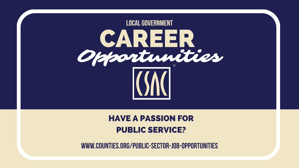 The CSAC Website is an invaluable job-hunting resource for the #PublicSector! 

Find the job in #LocalGovernment you've been dreaming about, right here: bit.ly/2RGq1Jy 
#CACounties #CAjobs #California #CaliforniaJobs #CountyGovernment