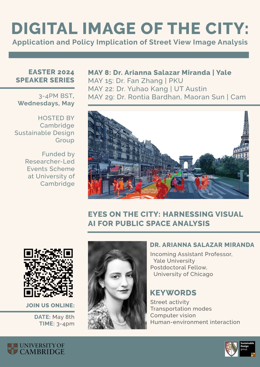 Please join us at the 1st seminar of the Cambridge Sustainable Design Group Seminar Series on 🎯Digital Image of the City 📜Speaker @_arianna_sm @YaleE360 Register -sustainabledesign.arct.cam.ac.uk/projects/digit… @arch_cambridge @Selwyn1882 @Cambridge_Uni @CambridgeZero @MIT @CambridgeC2D3