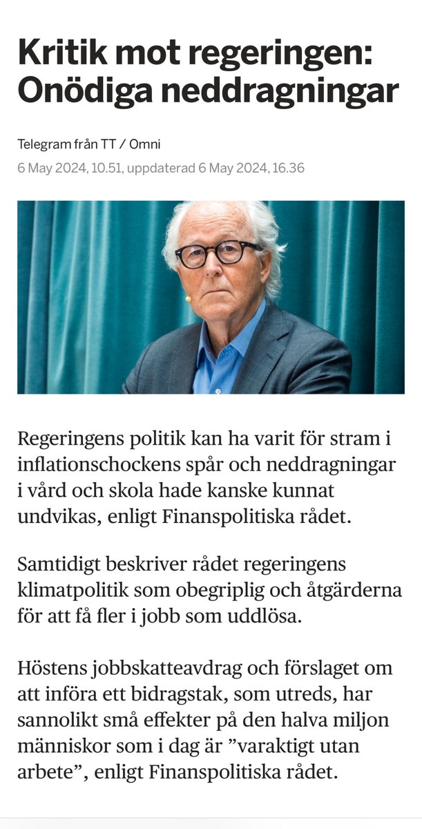 Firma Kristersson, Svantesson & Åkesson AB får onekligen en hel del kritik från sitt eget finanspolitiska råd…👇🏼 tt.omni.se/kritik-mot-reg…