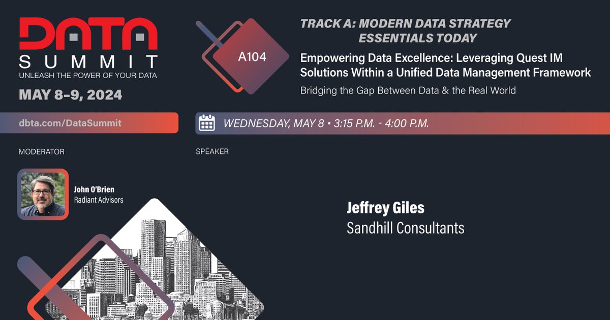Join us at #DataSummit, in TWO days, for this session from speaker Jeffrey Giles, @sandhillconsult. Register today, use code DS2024! ow.ly/x6BX50Rxohv
