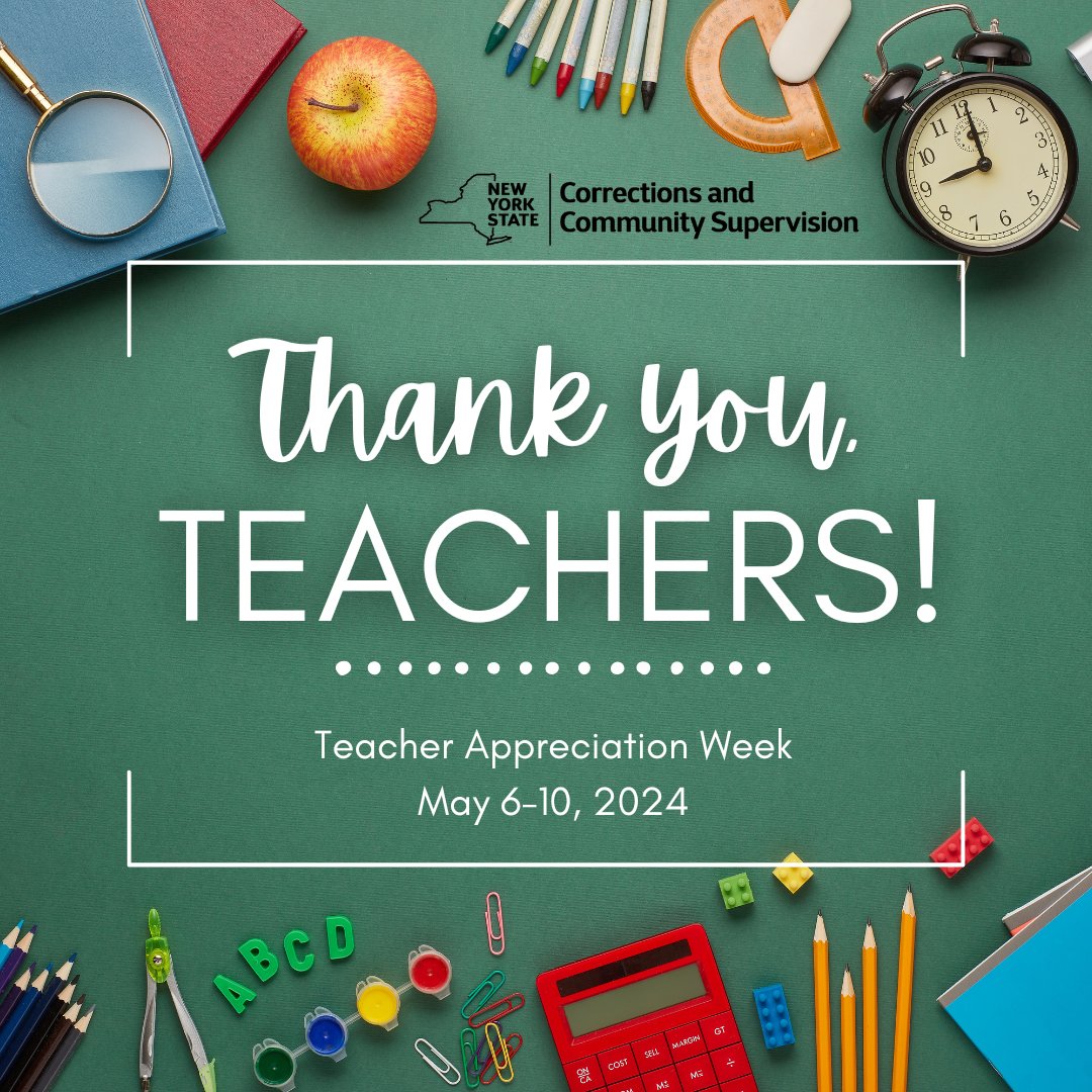 A key goal in NYS’s justice system is to reduce recidivism. Teachers in our facilities not only provide the means to complete & further our incarcerated population’s education but also gives them the confidence to be successful when returning to the community. Thank you teachers!