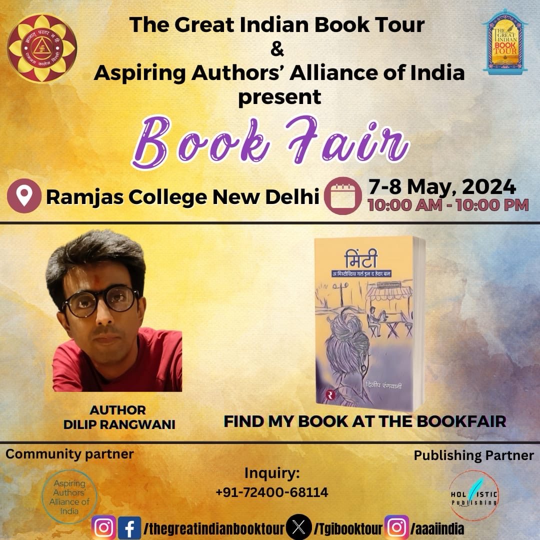My book #Minti will be available in book fair at #RamjasCollege on 7th & 8th May 2024. #Delhi people please RT and spread the word. Thank you 😊