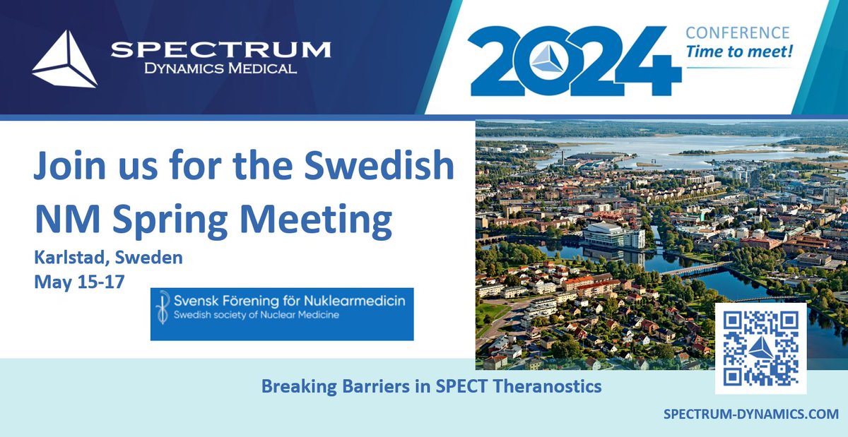 Spectrum Dynamics will be at the #SFMN (Svensk Förening för NuklearMedicin) in Karlstad, Sweden, from May 15 to 17. We hope to see you there! Booth 7

#SFMN #VERITON #DSPECT #theranostics @spectdynamics