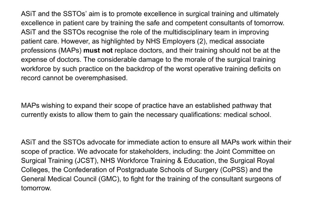 Thoroughly impressed with the conciseness of this @ASiTofficial response to the SCP outcomes publication. “MAPs wishing to expand their scope of practice have an established pathway that currently exists to allow them to gain the necessary qualifications: medical school.”