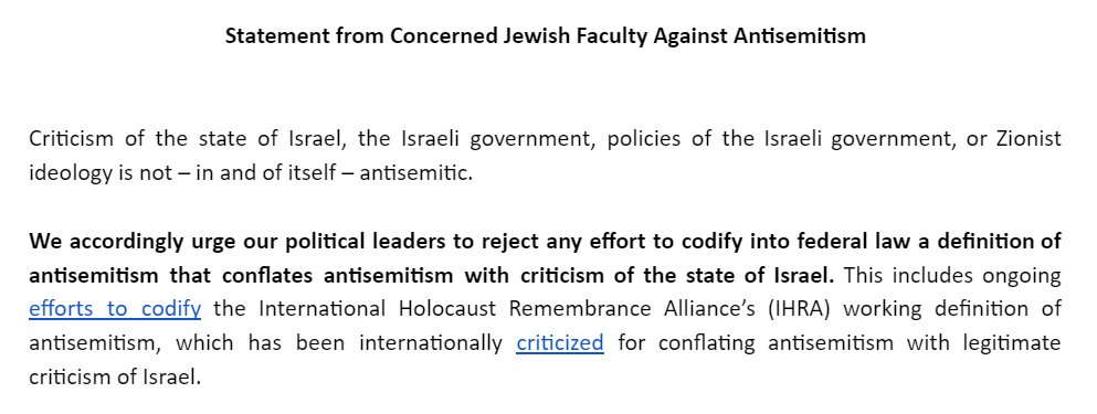 🚨This weekend, nearly 200 Jewish Academics signed letter urging Senate & Biden to reject Antisemitism Awareness Act. Why? Because prohibiting criticism of Israel makes Jews less safe. Massive ideological spectrum of signatories. Read. Sign. Share. ⬇️ docs.google.com/document/d/1lB…