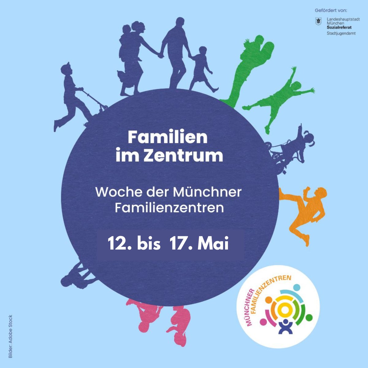 Vielseitiges Programm für Familien und Kinder bei der Woche der Münchner Familienzentren von 12. bis 17. Mai! Das gesamte Angebot – vom Koffertheater oder Basteln bis zum Familiencafé, einem Zirkusfest oder dem internationalen Frühstück – gibt's auf familienzentrum-muenchen.de.