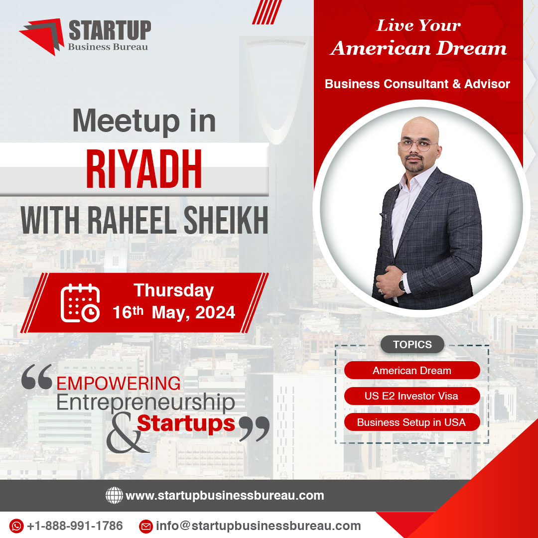Embark on a journey to success! Meet us in Riyadh for a transformative business experience.

Call us for any queries📲: +1-888-991-1786 or
Book here 🔗: form.jotform.com/240396600529457

#startupbusinessbureau #business #investment #enterprenureship #usa #E2visa #meetup2024