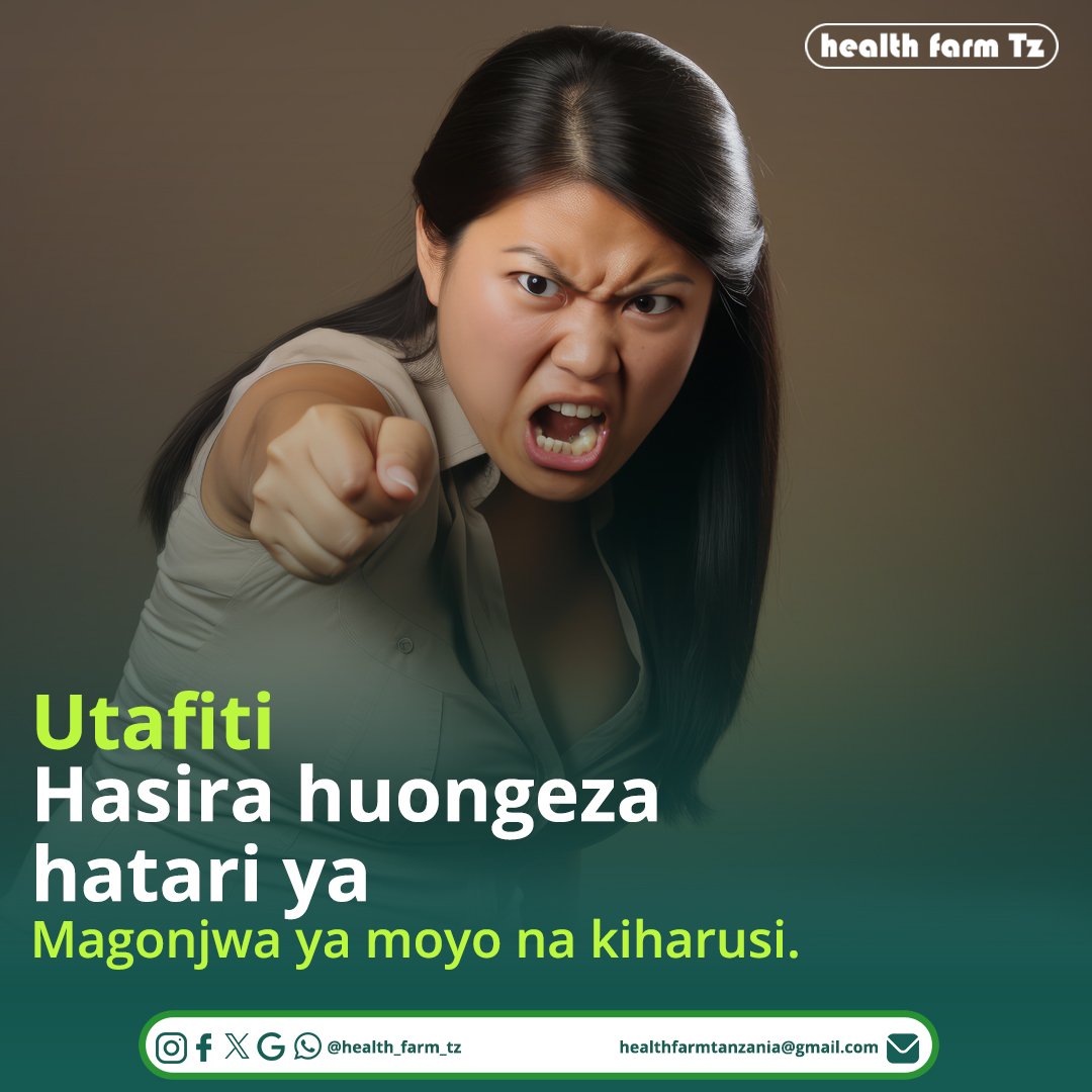 UTAFITI:
Utafiti mpya kutoka chuo kikuu Cha Columbia Cha huko New York marekani uliochapwa katika jarida la #AmericanHeartAssociation umekuja na majibu ya kuwa hasira au kukasirika inaongeza hatari ya kupata magonjwa ya moyo na kiharusi.