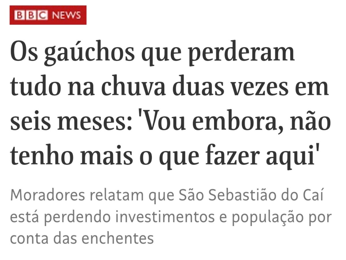 O Brasil conhece seus primeiros refugiados climáticos. São vítimas de mais de um evento extremo e que vão deixar onde vivem em busca de segurança climática. Se não nos prepararmos pra valer para as mudanças climáticas, cada vez teremos mais refugiados e menos lugares seguros.