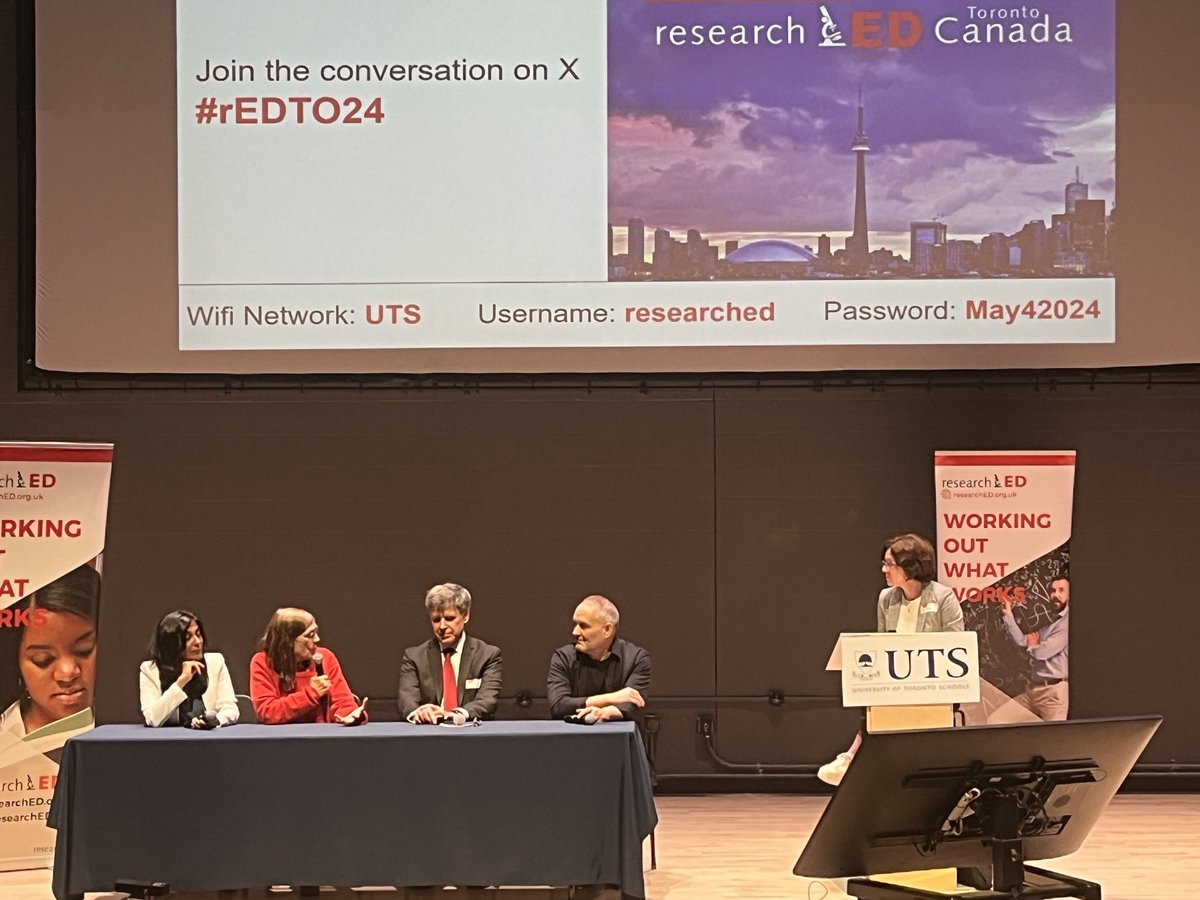 The Science of Learning: What's Next for Canada? Moderator ⁦@rastokke⁩ leads the discussion with ⁦@johnmighton⁩ #BarbaraOakley ⁦@JimHewittOISE⁩ ⁦@nsachdeva2019⁩ What a great finale! Our @researchEDCan conference ends on a positive note #rEDTO24 #cdned