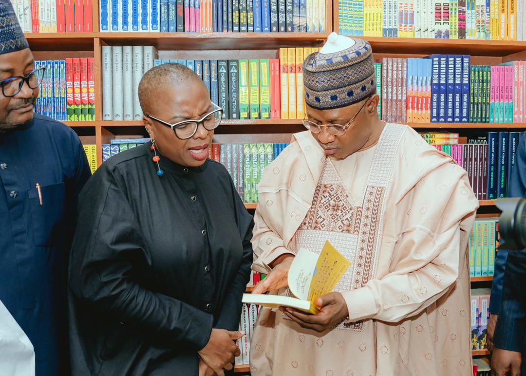 Gov @ubasanius with @lolashoneyin, Director of @KabaFest exploring the bookstore during the Kaduna Books and Arts Festival which held over the weekend at Stonehedge Hotel, Kaduna. The Governor announced that KDSG will continue sponsoring subsequent editions of KabaFest to…