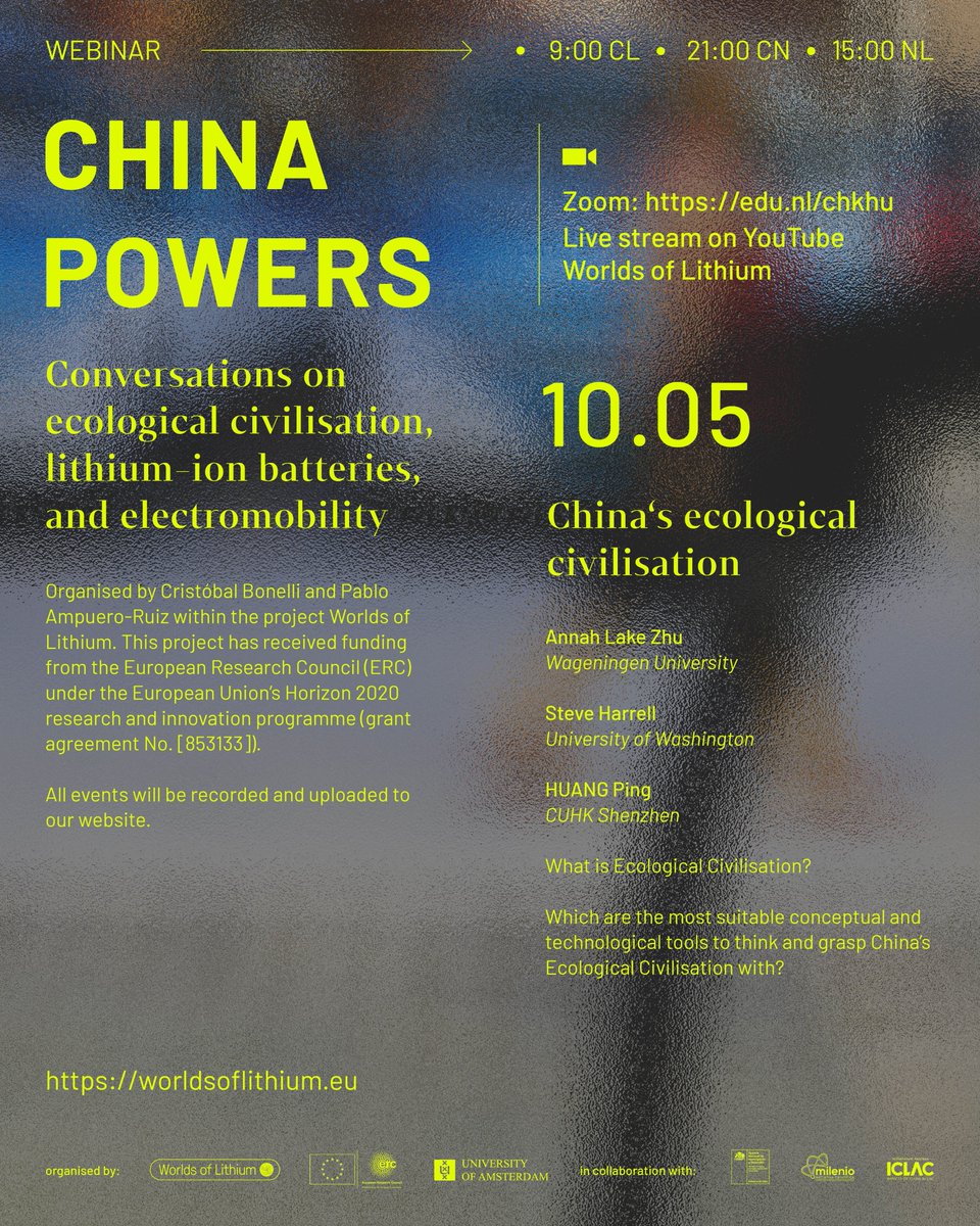 Este viernes 10 de mayo comienza el ciclo de seminarios web '#ChinaPowers', junto a Worlds of Lithium de @UvA_Amsterdam. Estaremos abordando el rol de #China en las transiciones verdes Inscripciones en bit.ly/4d0r4ZU ¡Te esperamos! @CentrosAnid #ICLAC #seminario