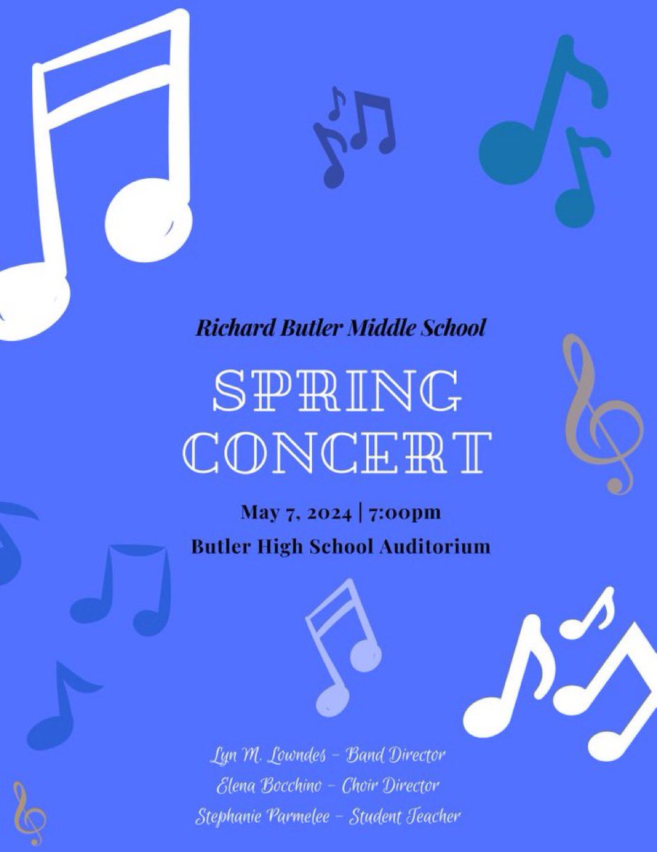 The RBS Spring Concert is tomorrow at 7pm in the BHS auditorium! Join us for a spectacular night of entertainment provided by our talented musicians! 🎵