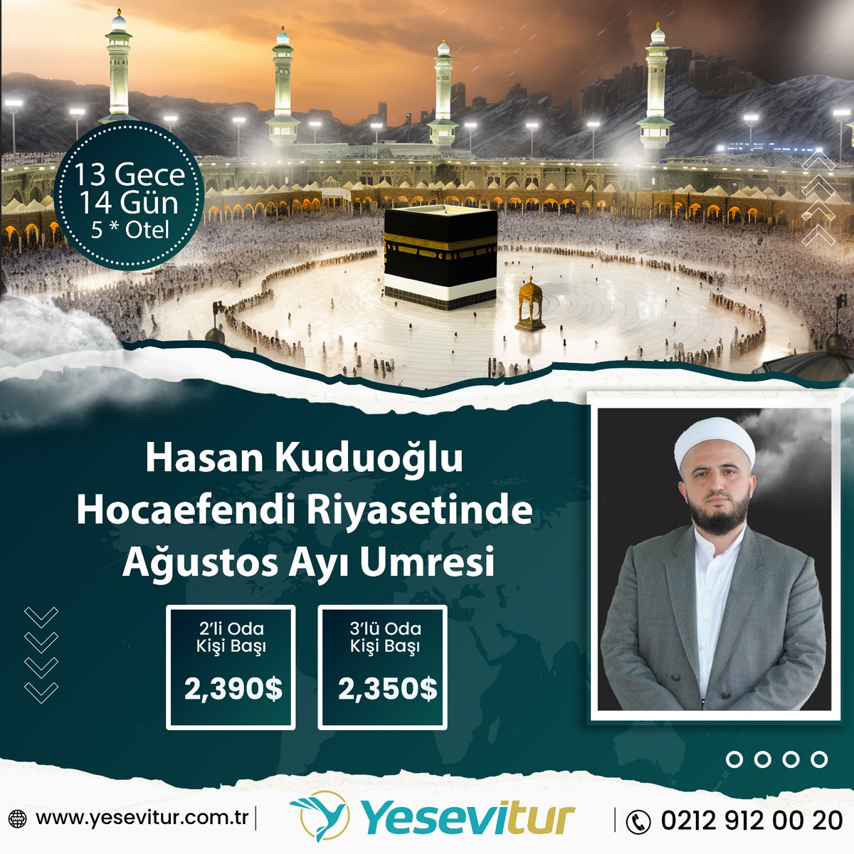 2024-2025 yılı #umre programlarımıza,  Ağustos ayında gerçekleştireceğimiz <a href="/HasanKuduoglu/">HasanKuduoglu</a> Hocaefendi riyasetindeki umre programiyla başlıyoruz. 

Şimdiden yerinizi ayırtın.

Daha fazla bilgi için bizi arayabilirsiniz.