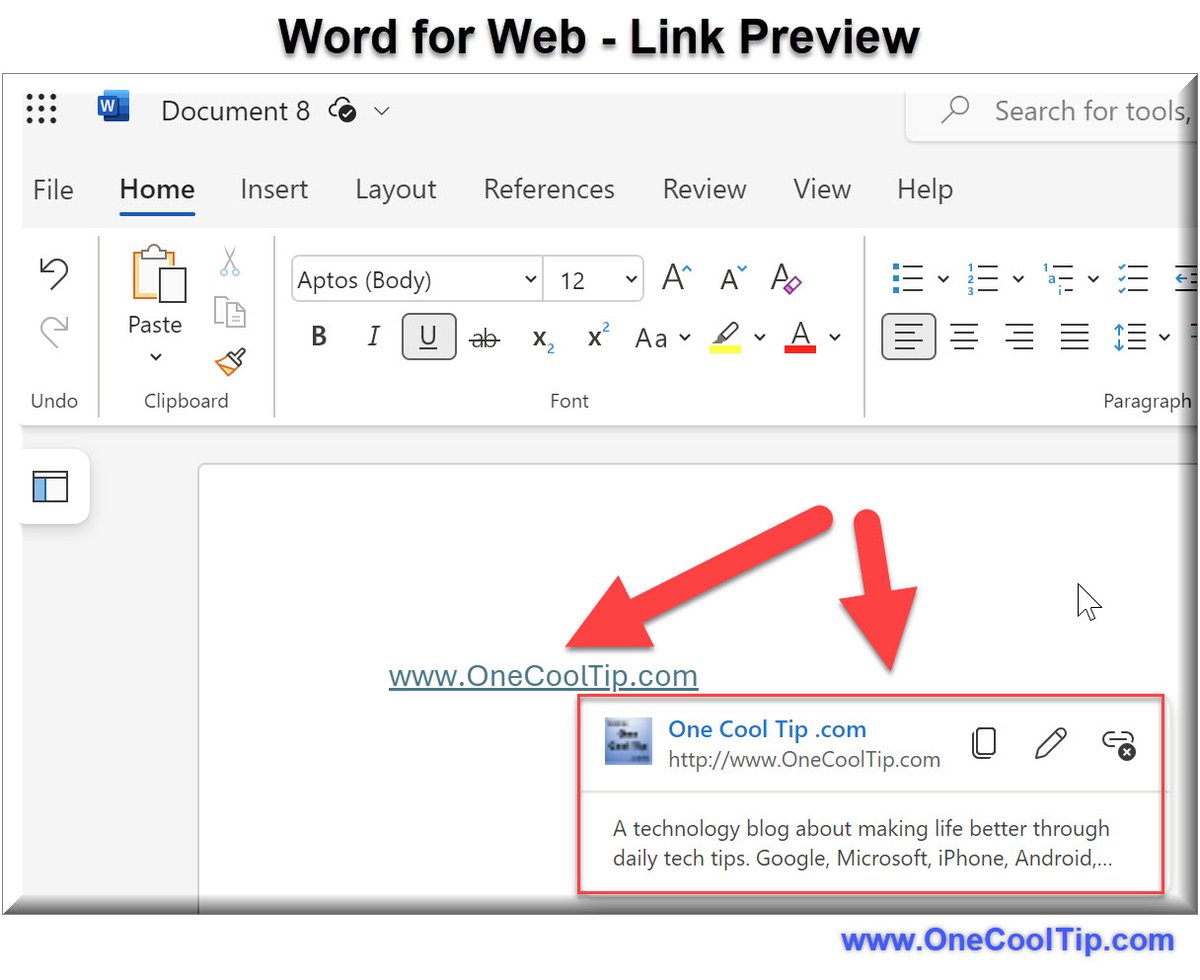 🚀 Boost Your Word for Web Game with the Link Preview Feature!

onecooltip.com/2024/05/how-to…

#Microsoft365 #WordForWeb #LinkPreview #ProductivityHacks #CollaborationTools #TechTips #BackToWorkMonday #OneCoolTip @OneCoolTip