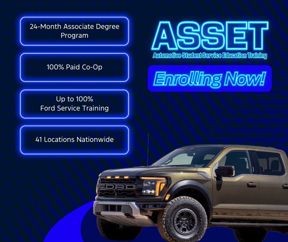 Are you Enrolled? 🔧 Pursue your auto technician career, enroll in our ASSET program today! Enrollment is now open ➡ fordtech.org/ASSET #GetYourASSET