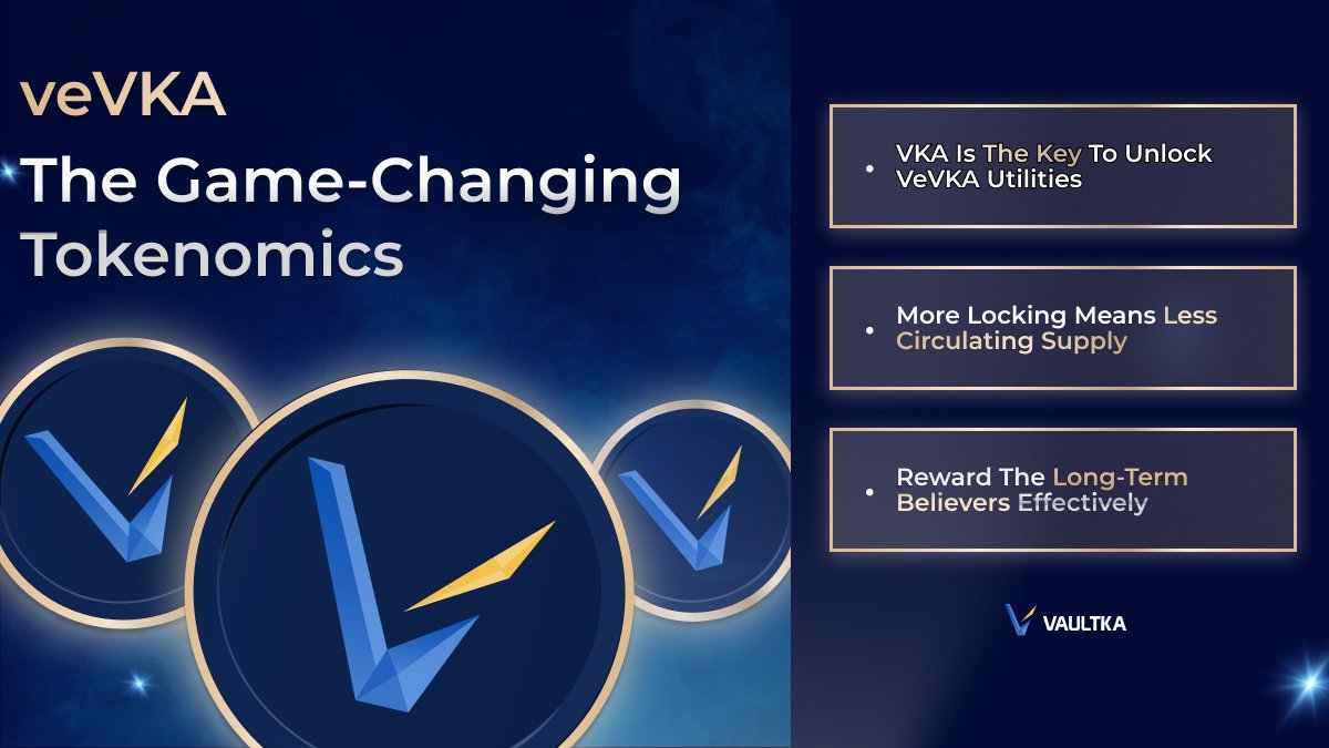 🚀 Wondering why veVKA will be the game-changing tokenomics? 🌟 👉 $VKA is the 🔑 to unlock the veVKA utilities, more demand on $VKA🔥 👉 More locking 🟰 Less circulating supply on the market and benefit our long-term holders 👉 Reward the long-term believers effectively 🤝
