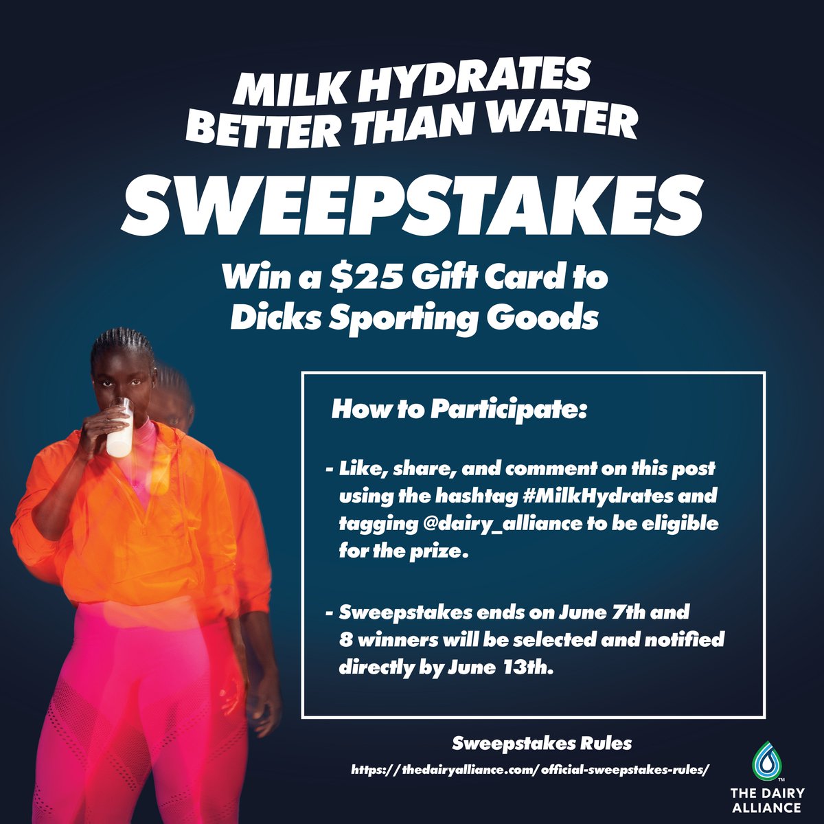 It’s #NationalBeverageDay!#DYK Dairy Milk is a superior hydrator? It's True! With all-natural electrolytes carbs and protein, research shows that MILK hydrates better than H20! Enter for a chance to win below! #TheOfficialMilkPartner #MilkHydrates @dairy_alliance