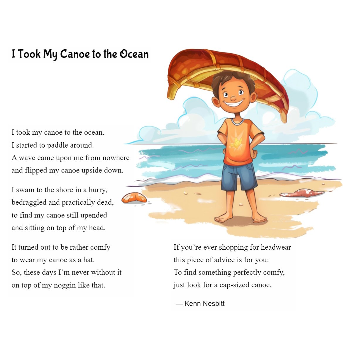 New funny poem for kids: 'I Took My Canoe to the Ocean' poetry4kids.com/poems/i-took-m… #canoe #childrenspoetry #poetry4kids