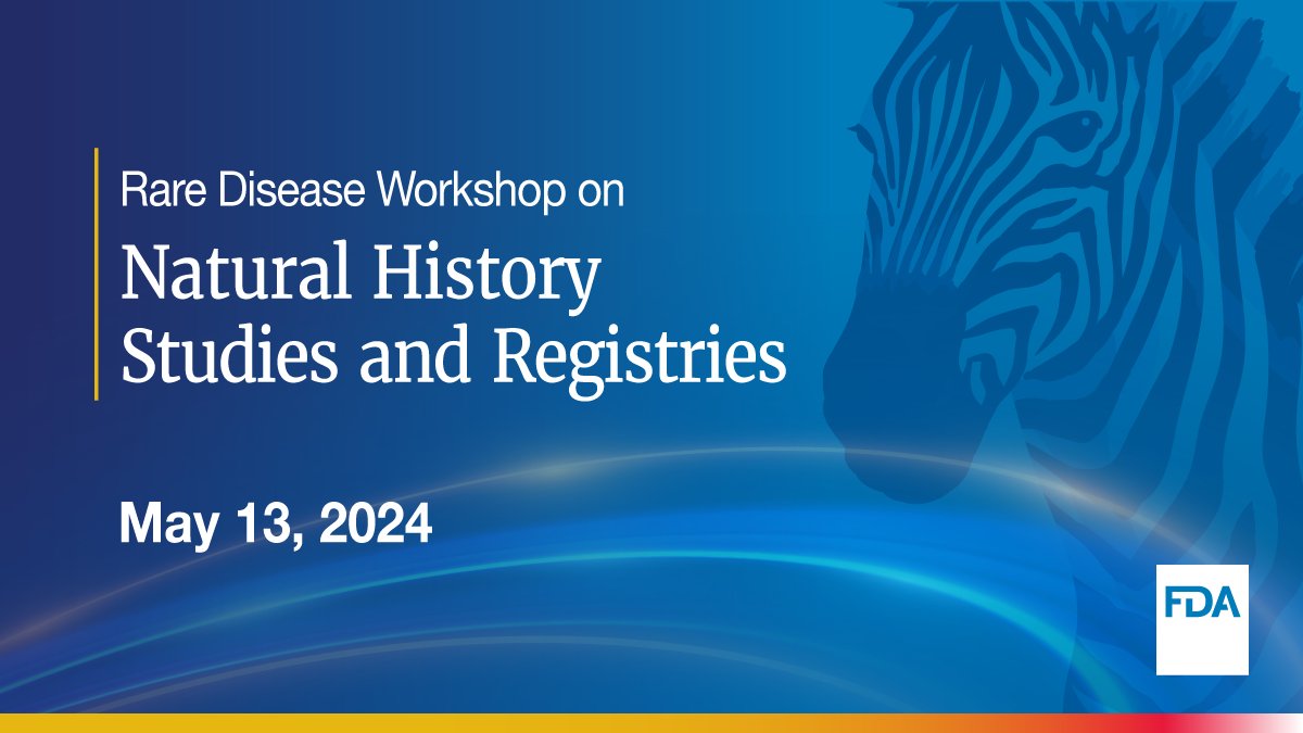 #ICYMI: FDA’s Rare Diseases Team, @ncats_nih_gov, and @reaganudall invite you to a hybrid public workshop on May 13, 2024, on the use of natural history study and registry data in rare disease drug development programs. Learn more: fda.gov/drugs/news-eve…