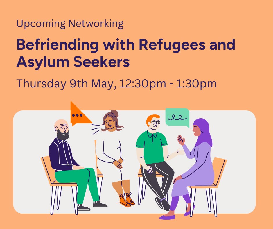 🌍 Does your project provide befriending for refugees and asylum seekers? Join our informal networking session to discuss ideas, ask questions and share best practices. Book now: tinyurl.com/ynhcuwju #Befriending #RefugeesWelcome #AsylumSeeker