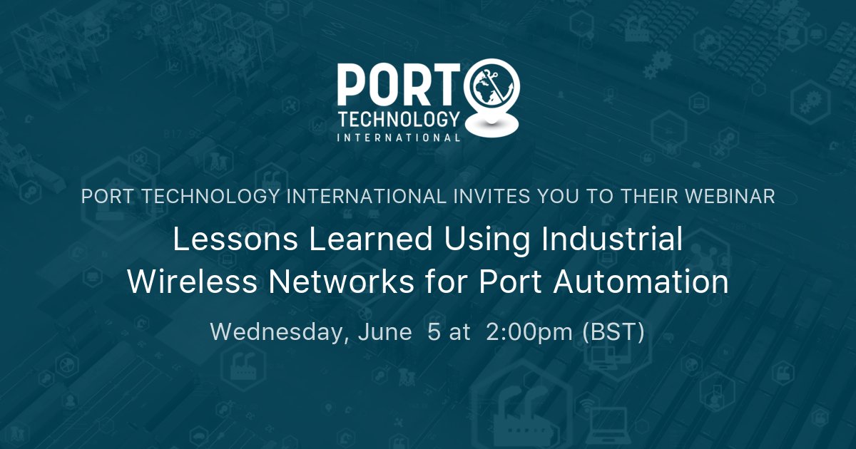 NEW! Free webinar - Lessons Learned Using Industrial Wireless Networks for Port Automation 🛜

📅 Wednesday, June 5th 2024 - 2:00 PM (BST) 📅
.
In partnership with <a href="/Three/">Three</a> Group Solutions

Register here 👇
bit.ly/44p1CJk