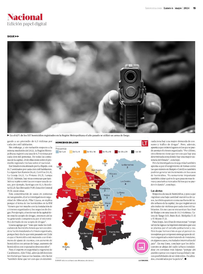 El triste legado del gobierno y del gobierno regional de Orrego, son los asesinatos a plena luz del día y vecinos con terror a salir a las calles. La crisis de seguridad en la Región Metropolitana tocó fondo. Urge un cambio radical ante tan nefastas gestiones.