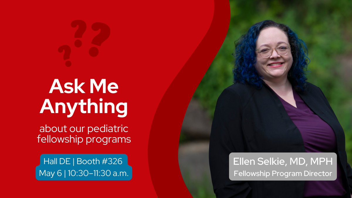 Want to learn more about our #WiscPediatrics fellowship programs? Stop by booth 326 from 10:30–11:30 a.m. to talk to Fellowship Program Director Dr. Ellen Selkie. #WiscAtPAS