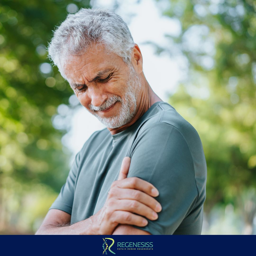 Regenerative therapies have a lot of promise when treating various shoulder conditions - it promotes tissue repair and regeneration. 

Are you struggling with shoulder pain? Book a consultation now! 
-
#RegenesissOrthobiologics #StemCellTherapy #JointPain #ShoulderPain