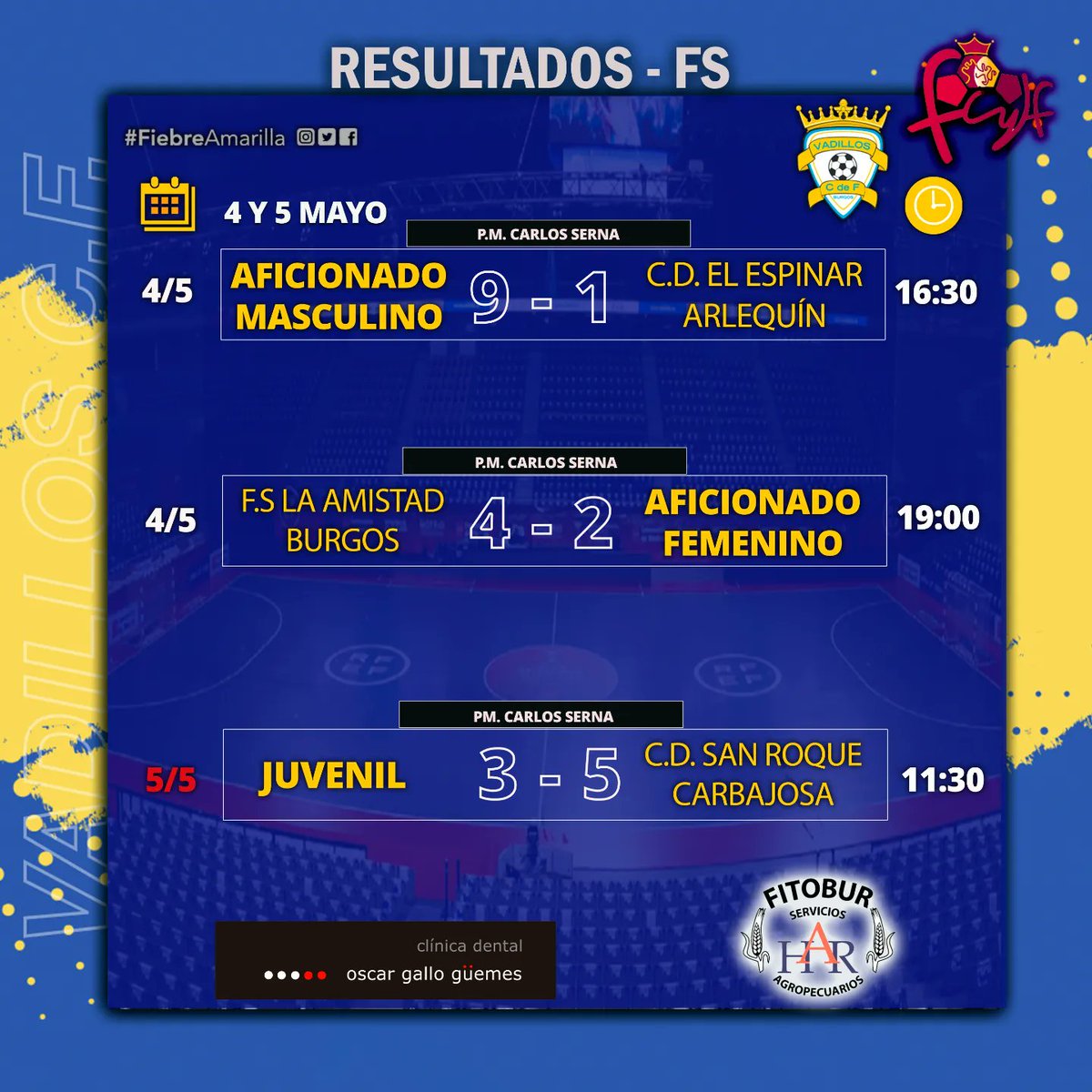 Resultados 4 y 5 de Mayo. 💛💙 #FiebreAmarilla #FamiliaVadillista