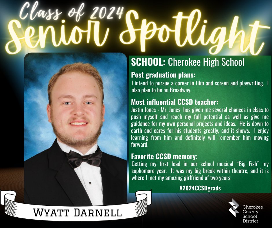 CCSD's 'Student of the Day' is announced on WLJA 101.1 FM between 7-7:15 a.m. and 5-5:15 p.m. each school day, and we highlight these outstanding students here, too. For the month of May, we'll be featuring Class of 2024 graduating seniors! #CCSDfam #2024CCSDgrads